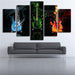 Fire Water Earth Guitars 5 Piece HD Multi Panel Canvas Wall Art Frame - Original Frame