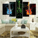 Fire Water Earth Guitars 5 Piece HD Multi Panel Canvas Wall Art Frame - Original Frame