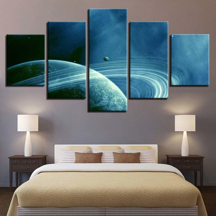 Saturn Rings 5 Piece HD Multi Panel Canvas Wall Art Frame - Original Frame