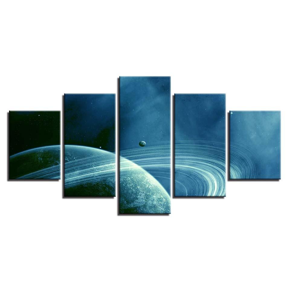 Saturn Rings 5 Piece HD Multi Panel Canvas Wall Art Frame - Original Frame
