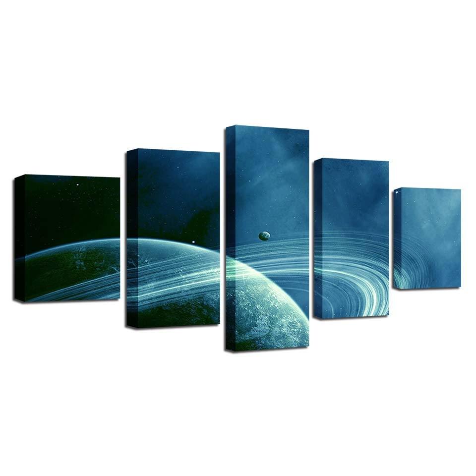 Saturn Rings 5 Piece HD Multi Panel Canvas Wall Art Frame - Original Frame