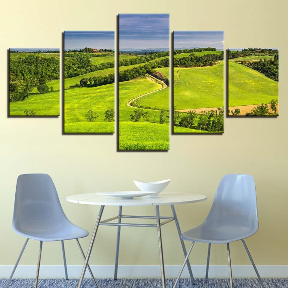 Golf Course Scenery 5 Piece HD Multi Panel Canvas Wall Art Frame - Original Frame