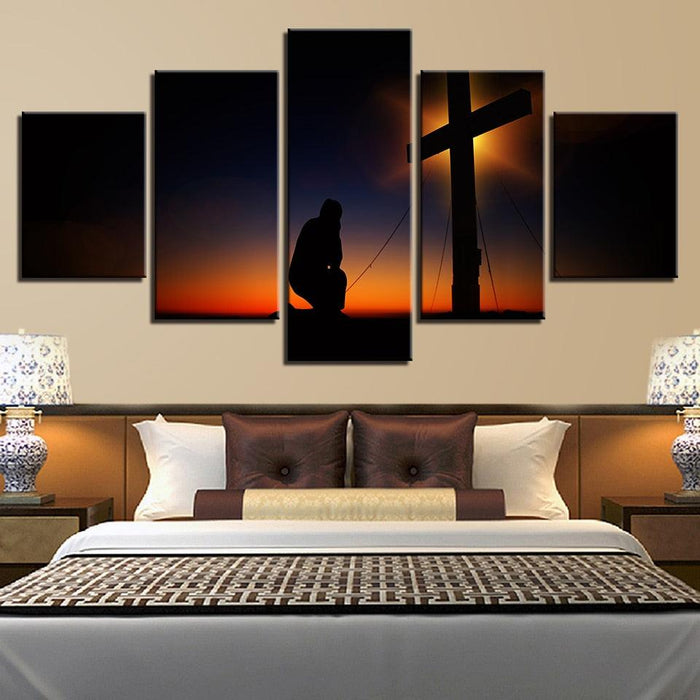 Cross 5 Piece HD Multi Panel Canvas Wall Art Frame - Original Frame