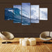 Fierce Wave Roll 5 Piece HD Multi Panel Canvas Wall Art Frame - Original Frame