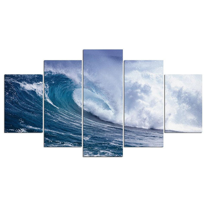 Fierce Wave Roll 5 Piece HD Multi Panel Canvas Wall Art Frame