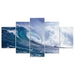 Fierce Wave Roll 5 Piece HD Multi Panel Canvas Wall Art Frame - Original Frame