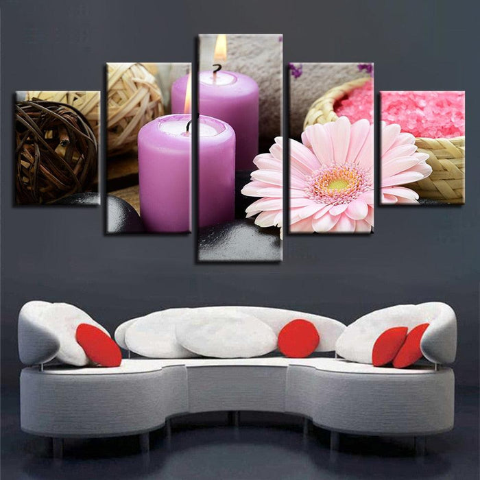 Gerbera Jamesonii Bolus 5 Piece HD Multi Panel Canvas Wall Art Frame - Original Frame