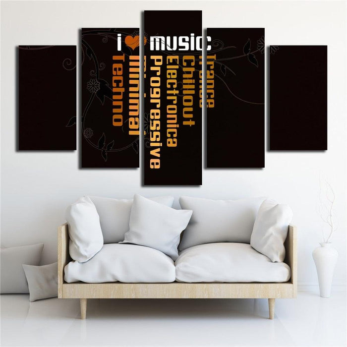 Music 5 Piece HD Multi Panel Canvas Wall Art Frame - Original Frame