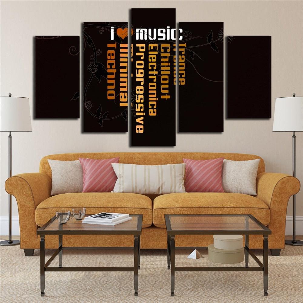 Music 5 Piece HD Multi Panel Canvas Wall Art Frame - Original Frame
