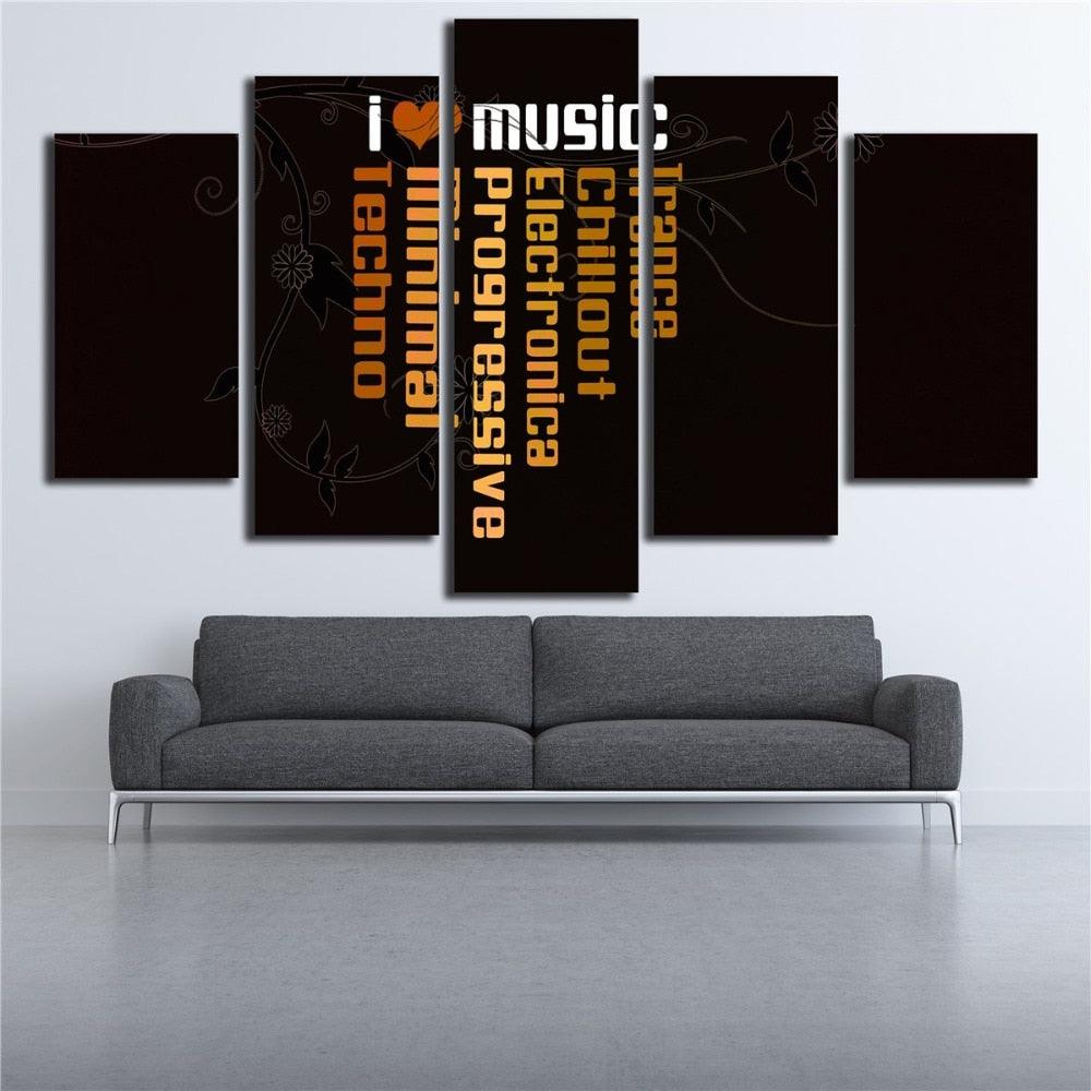 Music 5 Piece HD Multi Panel Canvas Wall Art Frame - Original Frame