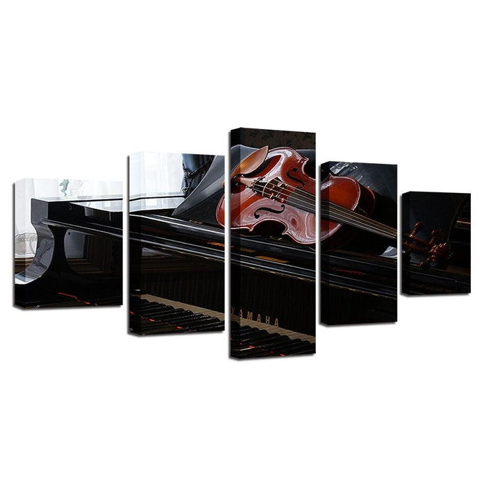 Piano And Violin 5 Piece HD Multi Panel Canvas Wall Art Frame - Original Frame