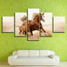 Classical Running Horses 5 Piece HD Multi Panel Canvas Wall Art Frame - Original Frame