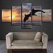 Sunset Jumping Dolphins 5 Piece HD Multi Panel Canvas Wall Art Frame - Original Frame