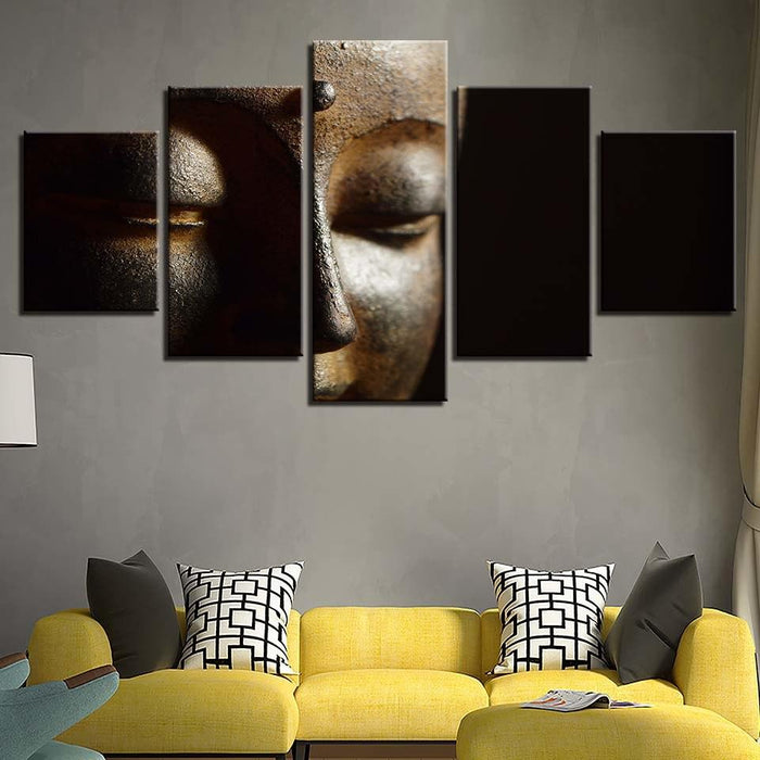 Eyes of Buddha 5 Piece HD Multi Panel Canvas Wall Art Frame