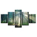 Sunshine Forest Trees 5 Piece HD Multi Panel Canvas Wall Art Frame - Original Frame