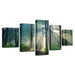 Sunshine Forest Trees 5 Piece HD Multi Panel Canvas Wall Art Frame - Original Frame