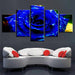 Pretty Blue Rose Flower 5 Piece HD Multi Panel Canvas Wall Art - Original Frame