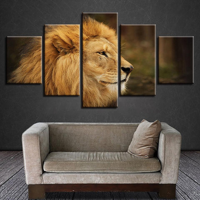 Proud Lion 5 Piece HD Multi Panel Canvas Wall Art Frame