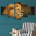 Proud Lion 5 Piece HD Multi Panel Canvas Wall Art - Original Frame