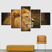 Proud Lion 5 Piece HD Multi Panel Canvas Wall Art - Original Frame