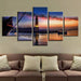 Dusk Lighthouse Lake Boat 5 Piece HD Multi Panel Canvas Wall Art Frame - Original Frame