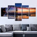 Dusk Lighthouse Lake Boat 5 Piece HD Multi Panel Canvas Wall Art Frame - Original Frame