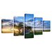 Sunrise Tree 5 Piece HD Multi Panel Canvas Wall Art Frame - Original Frame