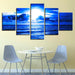 Blue Moonlit Night Paintings 5 Piece HD Multi Panel Canvas Wall Art Frame - Original Frame