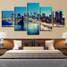 City at Dusk 5 Piece HD Multi Panel Canvas Wall Art Frame - Original Frame