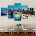 City at Dusk 5 Piece HD Multi Panel Canvas Wall Art Frame - Original Frame