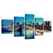 City at Dusk 5 Piece HD Multi Panel Canvas Wall Art Frame - Original Frame