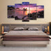 Tropical Beach Sunset 5 Piece HD Multi Panel Canvas Wall Art Frame - Original Frame