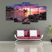 Tropical Beach Sunset 5 Piece HD Multi Panel Canvas Wall Art Frame - Original Frame