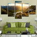 Sunshine Mountains 5 Piece HD Multi Panel Canvas Wall Art Frame - Original Frame