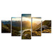 Sunshine Mountains 5 Piece HD Multi Panel Canvas Wall Art Frame - Original Frame