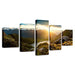 Sunshine Mountains 5 Piece HD Multi Panel Canvas Wall Art Frame - Original Frame