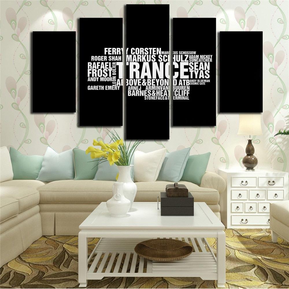 Trance 5 Piece HD Multi Panel Canvas Wall Art Frame - Original Frame