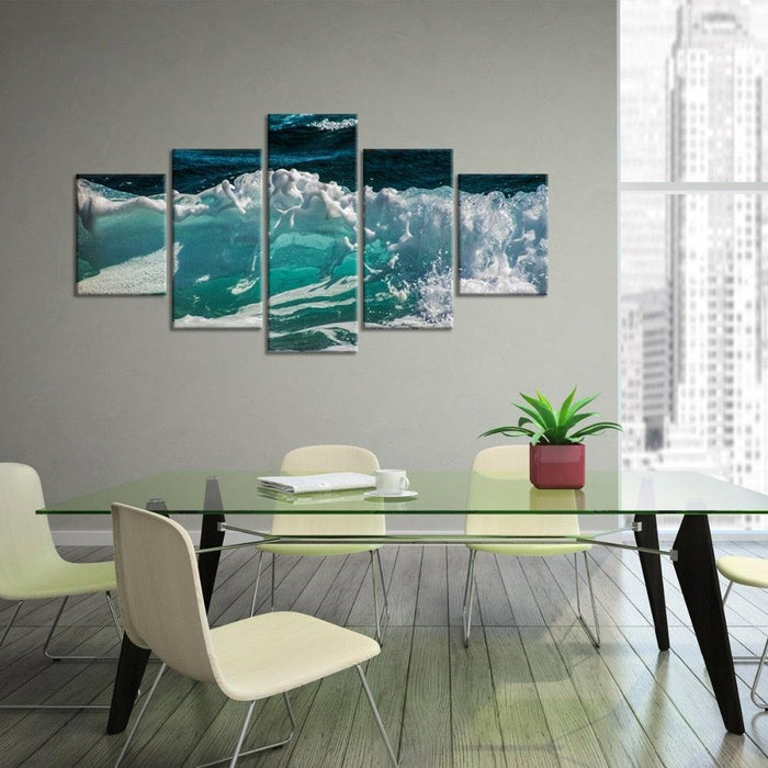 Sea Wave 5 Piece HD Multi Panel Canvas Wall Art - Original Frame