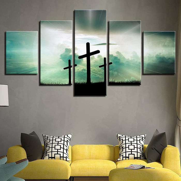 The Light Cross 5 Piece HD Multi Panel Canvas Wall Art Frame - Original Frame