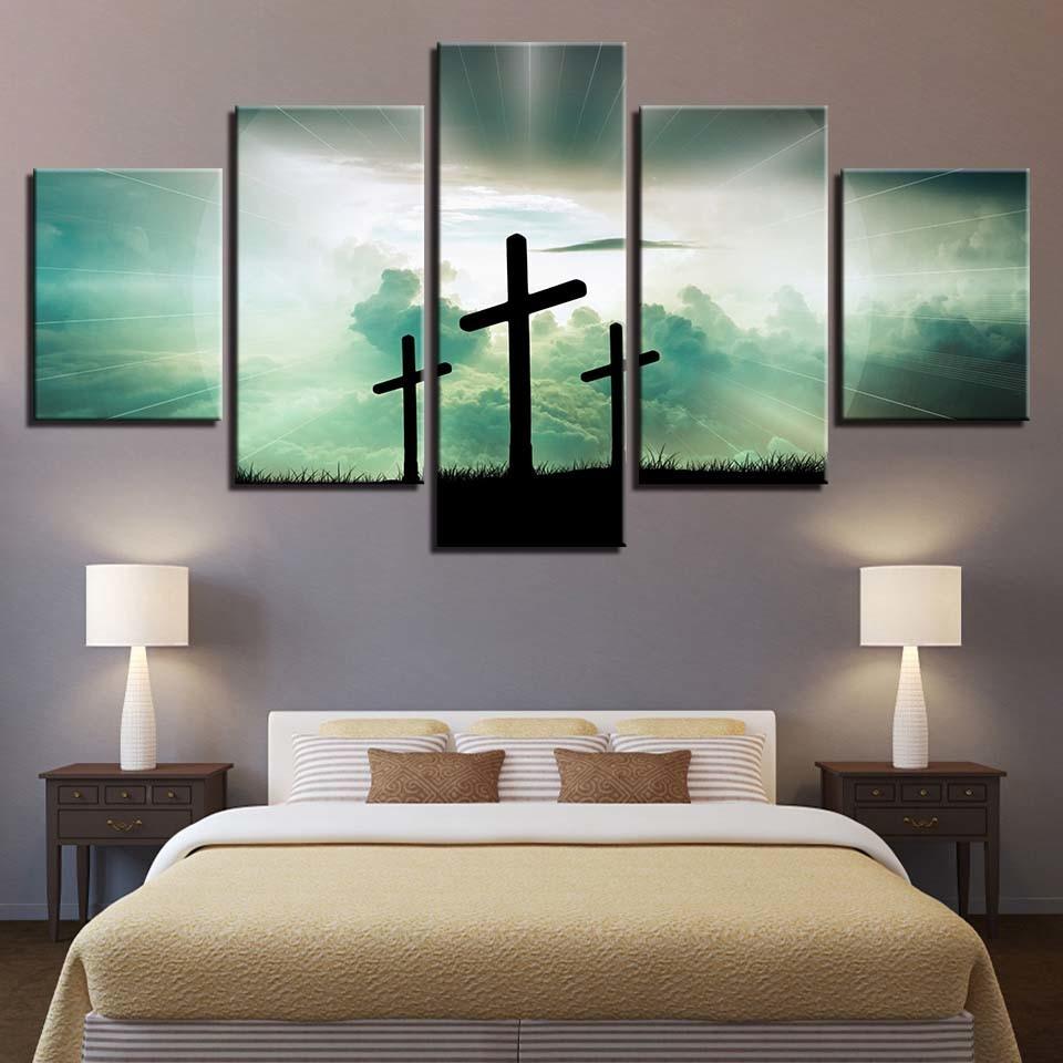 The Light Cross 5 Piece HD Multi Panel Canvas Wall Art Frame - Original Frame