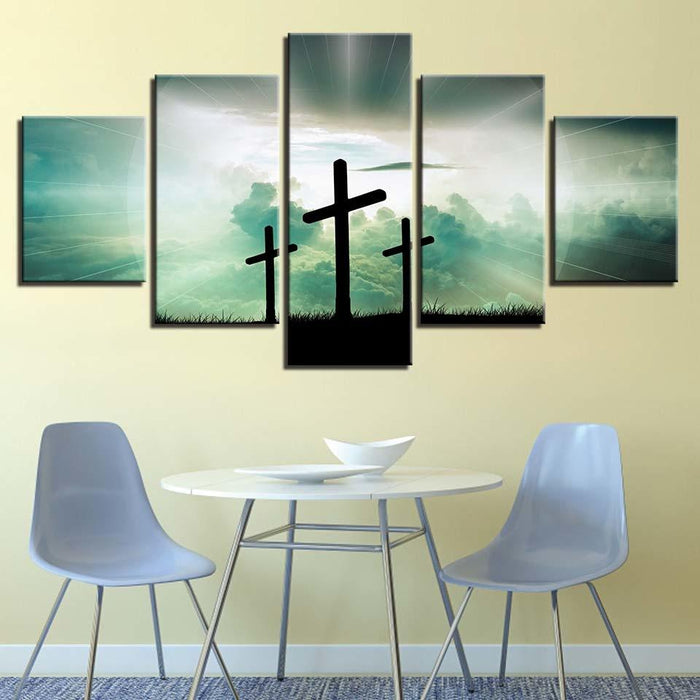 The Light Cross 5 Piece HD Multi Panel Canvas Wall Art Frame - Original Frame