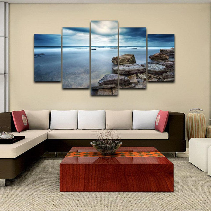 Sunrise Sky Clouds 5 Piece HD Multi Panel Canvas Wall Art Frame - Original Frame