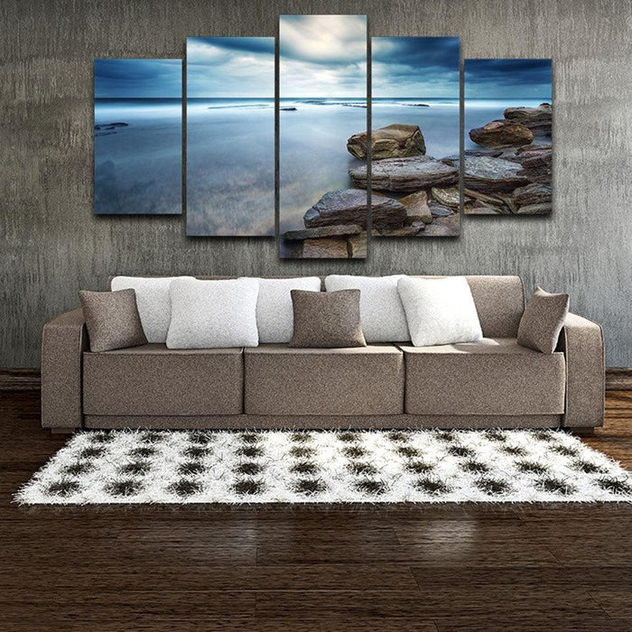 Sunrise Sky Clouds 5 Piece HD Multi Panel Canvas Wall Art Frame - Original Frame