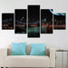 Brooklyn Bridge City Night 5 Piece HD Multi Panel Canvas Wall Art Frame - Original Frame