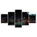 Brooklyn Bridge City Night 5 Piece HD Multi Panel Canvas Wall Art Frame - Original Frame