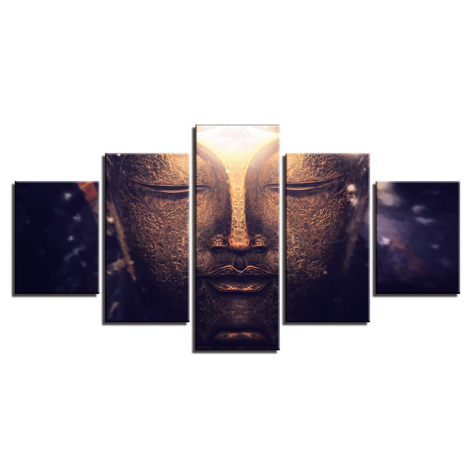 Gold Buddha 5 Piece HD Multi Panel Classical Canvas Wall Art Frame - Original Frame
