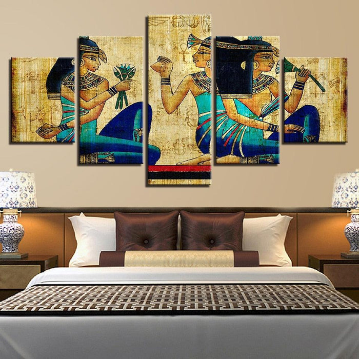 Egyptian Art 5 Piece HD Multi Panel Canvas Wall Art Frame - Original Frame