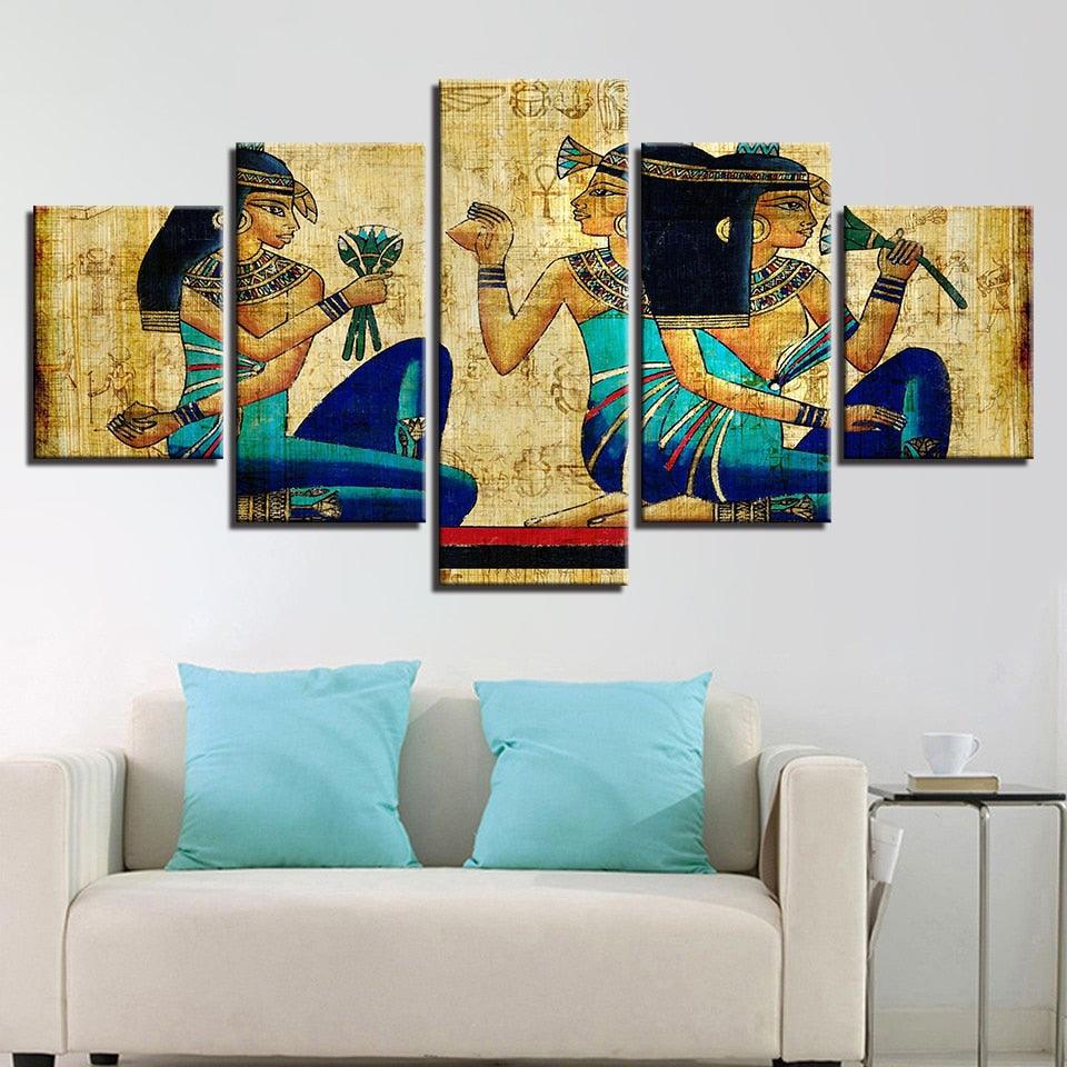 Egyptian Art 5 Piece HD Multi Panel Canvas Wall Art Frame - Original Frame