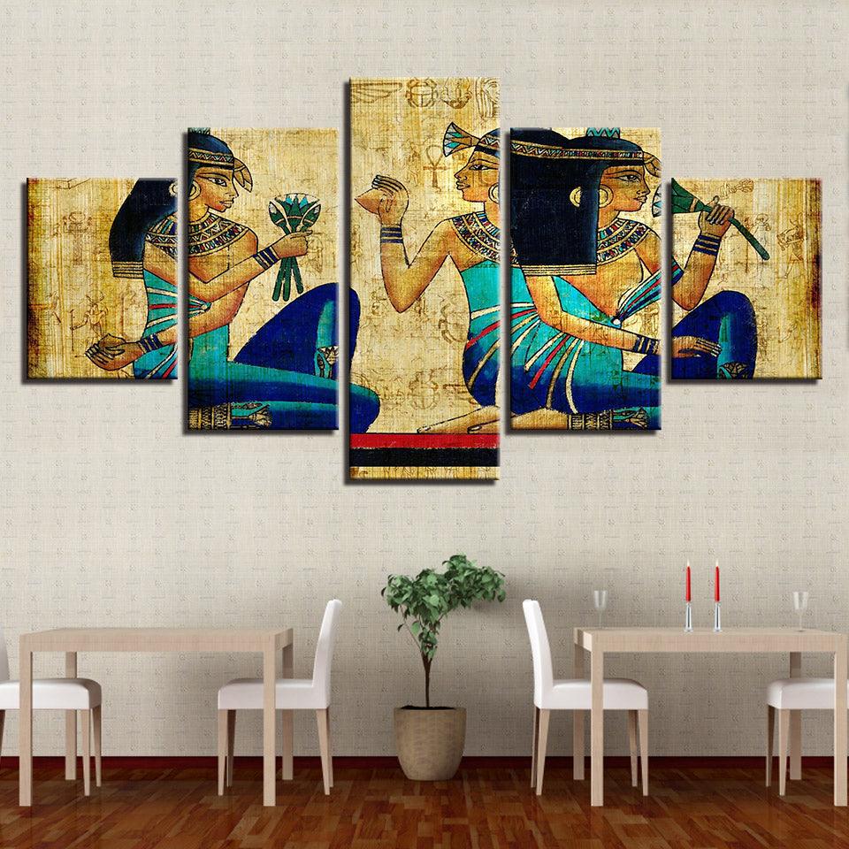 Egyptian Art 5 Piece HD Multi Panel Canvas Wall Art Frame - Original Frame
