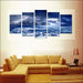 Lightning Dark Clouds 5 Piece HD Multi Panel Canvas Wall Art Frame - Original Frame